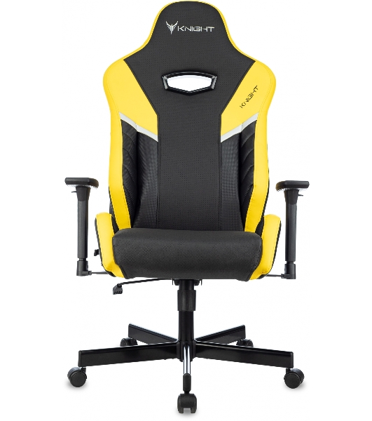 Кресло игровое Knight Thunder 5X черный/желтый эко.кожа крестов. металл