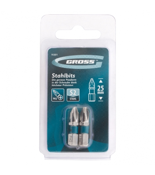Набор бит Gross 11351 РН2x25, сталь S2, 2 шт