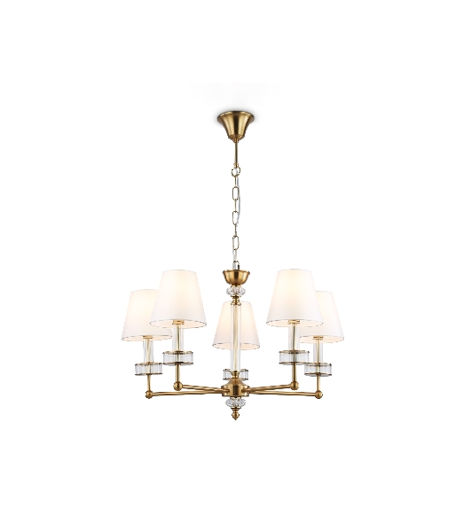Люстра Ambrella light LH71021/5 BS/WH латунь/белый E14*5 max 40W D670*1130