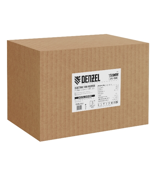 Тепловая пушка Denzel SFH-15000, 400 В, желтый, 120/9000/15000 Вт, 150 м2, термостат