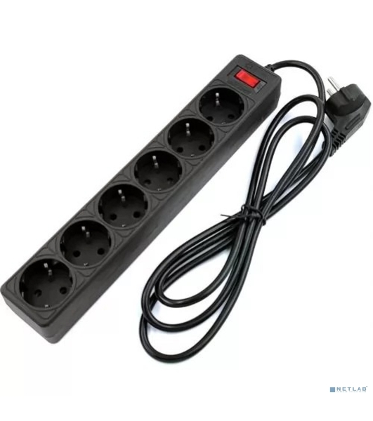Сетевой фильтр 5bites GARDA SP6B-518 6S, 3x0.75 мм2, 1.8 м, черный