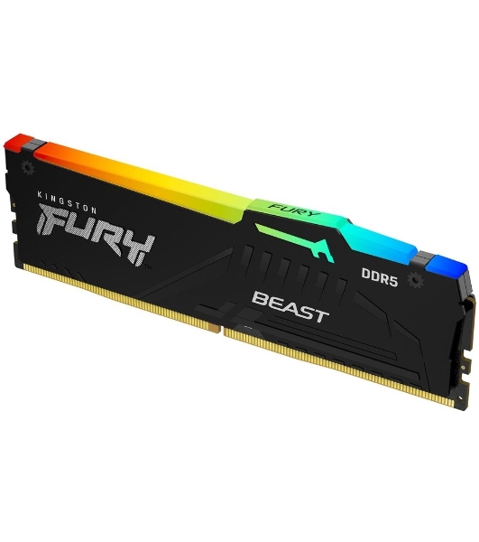 Оперативная память Kingston Fury Beast, DDR5, 16Gb (1x16Gb), 5600MHz, CL40, DIMM, с радиаторами, RGB, черный
