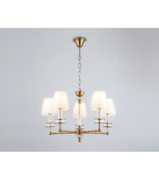 Люстра Ambrella light LH71021/5 BS/WH латунь/белый E14*5 max 40W D670*1130