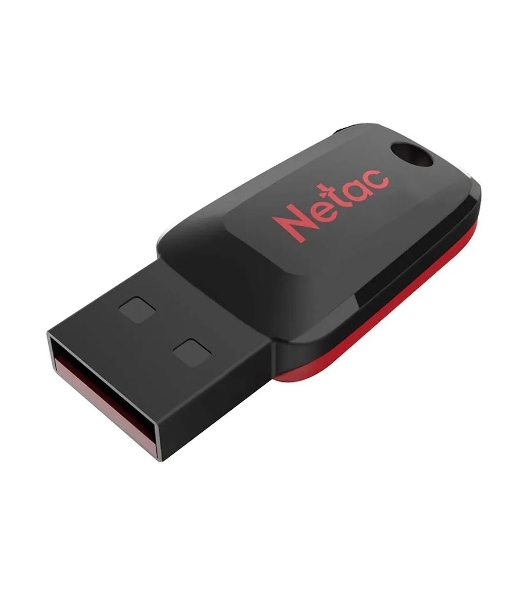 Флешка USB Netac U197 (NT03U197N-064G-20BK), 64Gb, USB 2.0, R/W 25/10, черный/красный