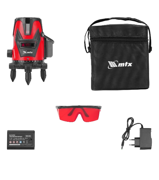Лазерный уровень MTX MFL RED, 30 м, красный луч, акк. Li 2400 mAh, сумка, резьба 5/8'