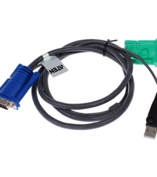 Кабель KVM ATEN 2L-5201U USB(тип А Male)+HDB15(Male) <-> SPHD15(Male) 1,2м., черный.
