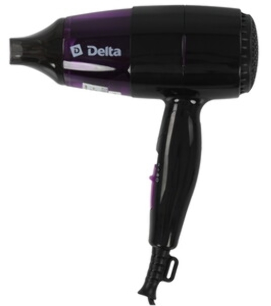 Фен Delta DL-0907 черный/фиолетовый, 1400 Вт, компактный