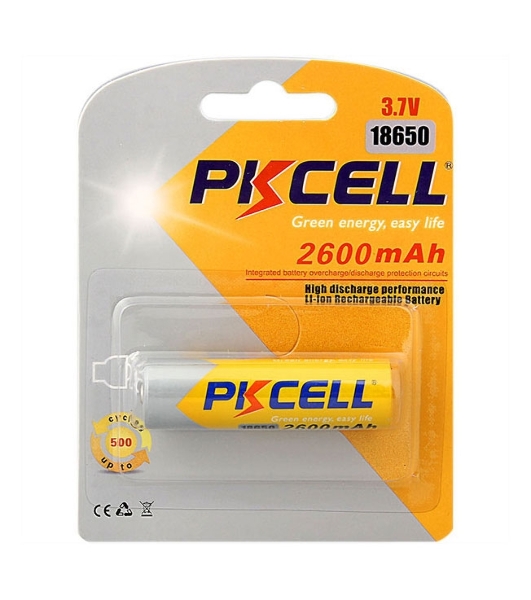 Литий-ионный аккумулятор PKCELL 18650 2600-1B тип - 18650 1 шт в блистере, без защиты