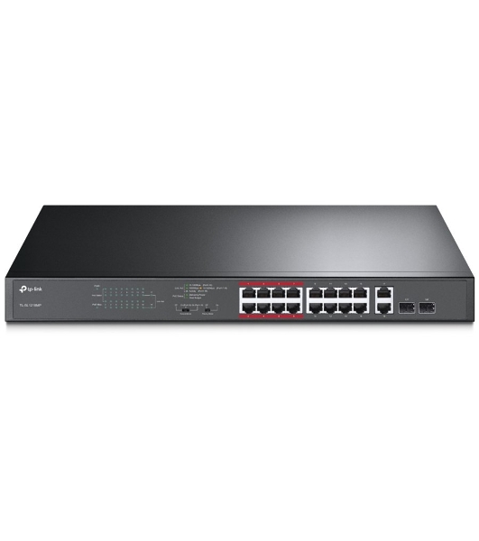 Коммутатор TP-LINK TL-SL1218MP Неуправляемый коммутатор PoE на 16 портов 10/100 Мбит/с и 2 гигабитных порта