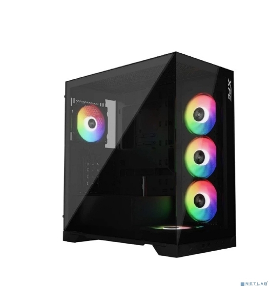 Компьютерный корпус XPG INVADER X BLACK (INVADERXMT-BKCWW) Mid-Tower Gaming ATX PC Case with Panoramic View, Tempered Glass Panels, and RGb Lighting Black