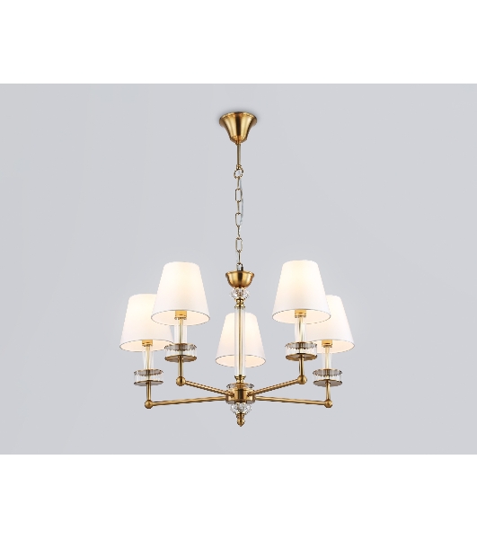Люстра Ambrella light LH71021/5 BS/WH латунь/белый E14*5 max 40W D670*1130