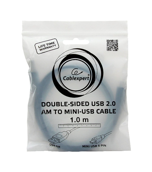 Кабель USB2.0 Gembird/Cablexpert, мультиразъем USB, AM/miniB 5P, 1м, пакет CC-5PUSB2D-1M