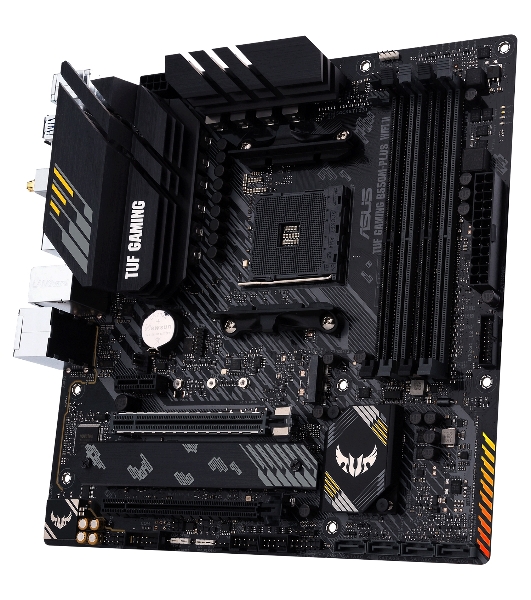 Материнская плата ASUS TUF GAMING B550M-PLUS WI-FI II, AM4, AMD B550, 4xDDR4, 4xSATA, 2xM.2, 1xPCIe 4.0 x16, 1xPCIe 3.0 x4, 1xPCIe x1, 1xDP, 1xHDMI, 1x 2.5Gb LAN, 1xUSB-C 3.2 Gen 2, 4xUSB-A 3.2 Gen 1, 2xUSB-A 2.0, 5x3.5 мм, TOSLINK, 7.1, mATX
