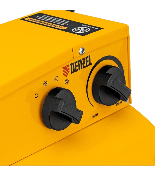 Тепловая пушка Denzel SFH-15000, 400 В, желтый, 120/9000/15000 Вт, 150 м2, термостат