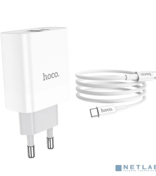 Сетевое зарядное устройство HOCO C80A Rapido 1xUSB + 1xUSB-C, 3.1A, 20W, белый