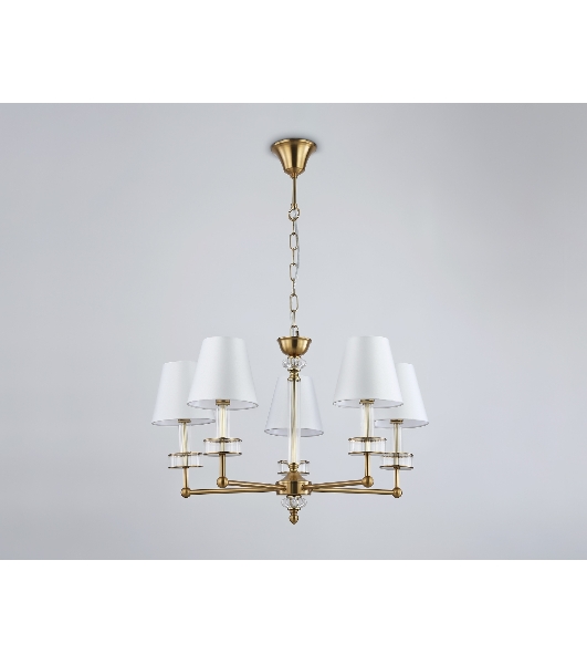 Люстра Ambrella light LH71021/5 BS/WH латунь/белый E14*5 max 40W D670*1130