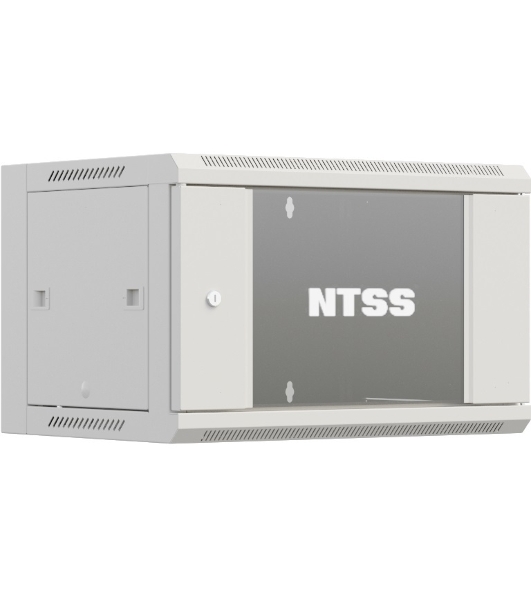Шкаф коммутационный NTSS Премиум (NTSS-W18U6045GS-2) настенный 18U 600x450мм пер.дв.стекл 60кг серый IP20 сталь