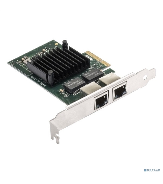 Сетевой адаптер ExeGate EXE-I350-T2V2 (PCI-E x4 v2.1, порты 2xRJ45 (медные), 10/100/1000Mbps, Gigabit NIC Intel Chipset NHI350AM2)