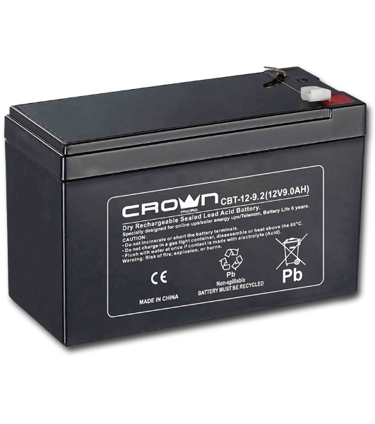 Батарея для ИБП CROWN CBT-12-9.2 (12V 9.2Ah) F2 срок службы 5 лет