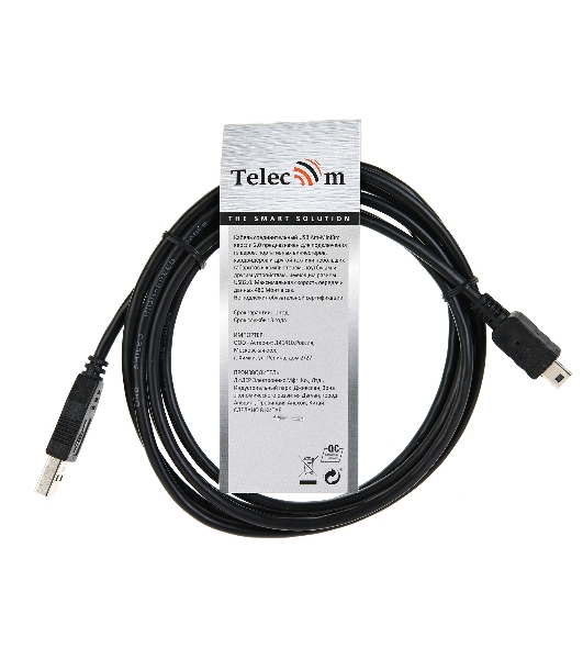 Кабель USB 2.0 A-->mini-B 5P (1.8 м) черный, Telecom TC6911BK-1.8M