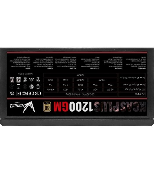 Блок питания Aerocool/Formula 1200W Retail KCAS PLUS 1200GM, 80 PLUS Gold, ATX v2.4, модульный, fan 14cm, 8x PCI-E [6+2-Pin], 10x SATA, 6x MOLEX