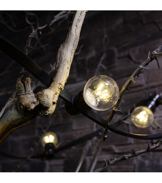 Гирлянда Neon-night LED Galaxy Bulb String 10м, черный каучук, 30 лампx6 LED теплый белый, влагостойкая IP65