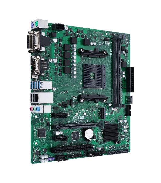 Материнская плата ASUS Pro A520M-C II/CSM, AM4, AMD A520, 2xDDR4, 4xSATA, 1xM.2, 1xPCI-E 3.0 x16, 2xPCI-E x1, 1xDVI-D, 1xDP, 1xHDMI, 1xVGA, 1x 1Gb LAN, 2xUSB-A 2.0, 4xUSB-A 3.2 Gen 1, 3x3.5 мм, Micro-ATX
