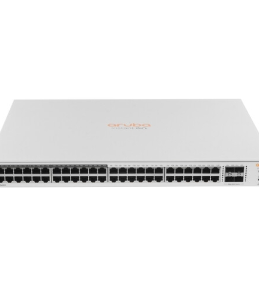 Коммутатор HPE Aruba Instant On 1830 48G 24p Class4 PoE 4SFP 370W, 24×1 Гбит/с PoE+ + 4×1 Гбит/с SFP, настраиваемый