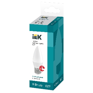Лампа светодиодная LED 9Вт 230В 4000К E27 свеча LLE-C35-9-230-40-E27 IEK