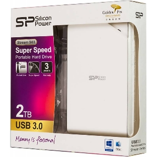 Внешний HDD 2.5' Silicon Power Stream S03, 2TB, USB 3.2 Gen 1 Type-A, 5400 rpm, белый