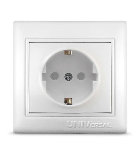 Розетка 1-м СП Севиль 16А IP32 с заземл. защ. шторки бел. UNIVersal С0049
