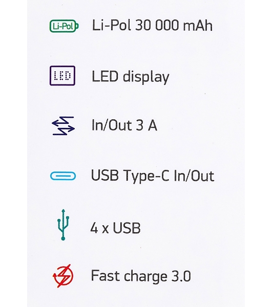 Портативный аккумулятор Digma DGP-30000-4U Li-Pol 30000mAh 3A черный 2xUSB