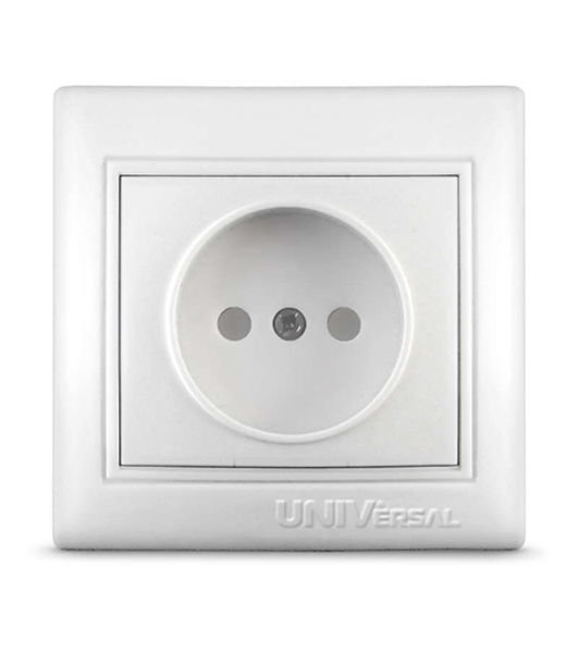 Розетка 1-м СП Севиль 16А IP20 защ. шторки без заземл. бел. Universal С0047