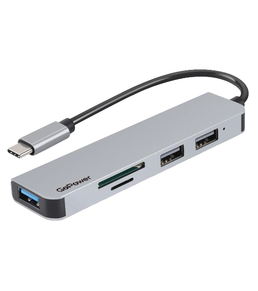 USB-концентратор GoPower GPH5-1, USB Type-C, USB/MicroSD/SD/USB Type-C, USB