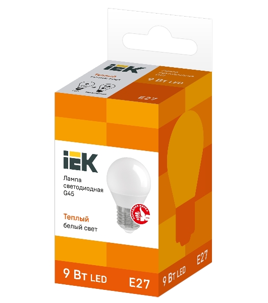 Лампа cветодиодная IEK LLE-G45-9-230-30-E27 ECO G45 шар 9Вт 230В 3000К E27