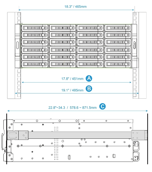 Направляющие для сетевого хранилища RAIL-A02-90 для TS-EC2480U-RP