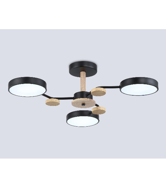 Светильник Ambrella light FL4857/3 BK/WD черный/дерево 54W 3000-6000K D660*170 (без ПДУ)
