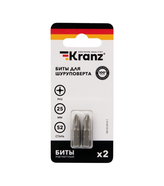 Бита для шуруповерта Kranz PH2х25 мм (2 шт./уп.)