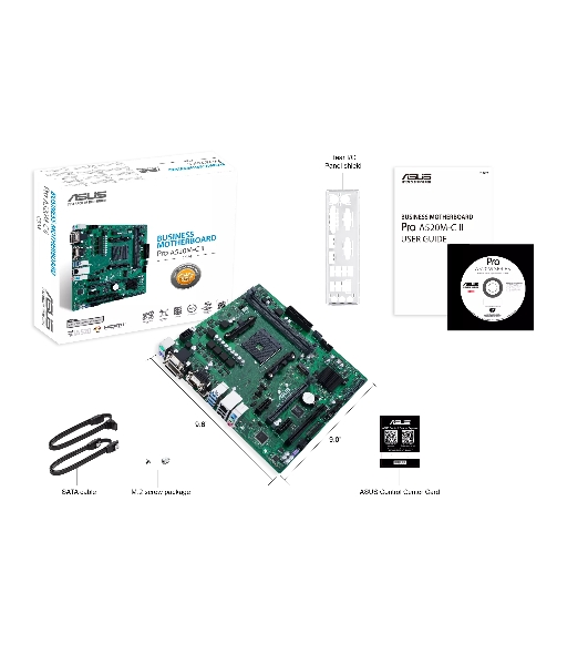 Материнская плата ASUS Pro A520M-C II/CSM, AM4, AMD A520, 2xDDR4, 4xSATA, 1xM.2, 1xPCI-E 3.0 x16, 2xPCI-E x1, 1xDVI-D, 1xDP, 1xHDMI, 1xVGA, 1x 1Gb LAN, 2xUSB-A 2.0, 4xUSB-A 3.2 Gen 1, 3x3.5 мм, Micro-ATX