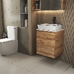 Тумба Bau Dream Blackwood 50 с дверцей, раковина BAU Hotel Black Rand 48х37, смеситель для раковины высокий Hotel Black, черный, фото4