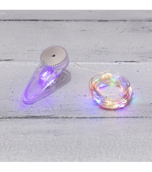 Гирлянда Neon-night 'Роса' с прищепкой 3 м, 30 LED, цвет свечения мультиколор, 2хCR2032 в комплекте