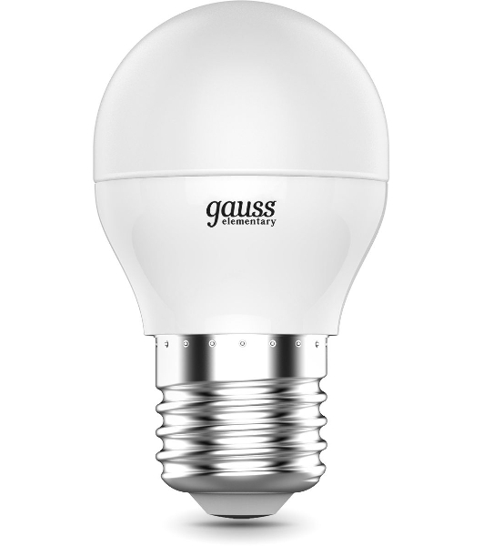 Лампа светодиодная Gauss Elementary 8Вт цок.: E27 шар 220B 3000K св. свеч. бел. теп. (упак.: 10 шт) (53218)