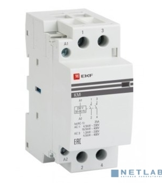 Контактор модульный EKF km-2-25-20 КМ 25А 2NO (2 мод.) PROxima
