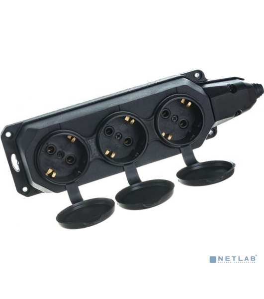 Колодка каучуковая ЭРА с/з 3гн 16A IP44 черная