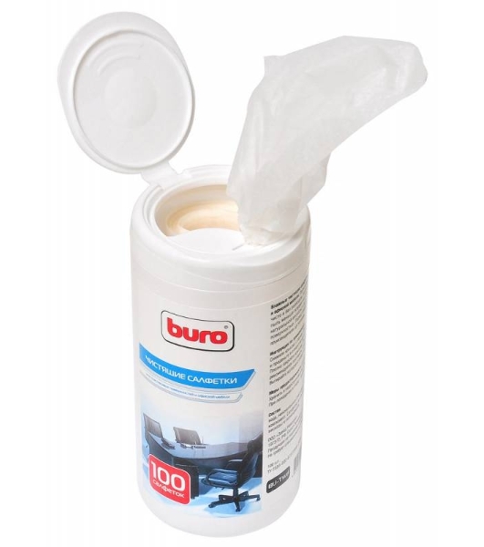 Салфетки Buro BU-Tsurl, 100 шт. для пластиковых поверхностей и офисной мебели туба 100шт влажных