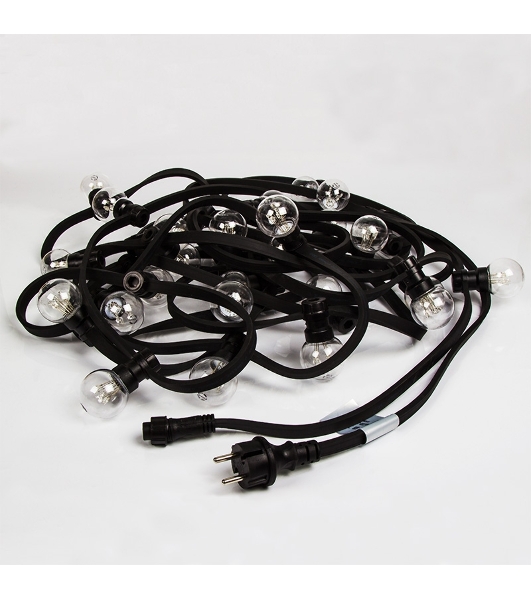 Гирлянда Neon-night LED Galaxy Bulb String 10м, черный каучук, 30 лампx6 LED белый, влагостойкая IP65