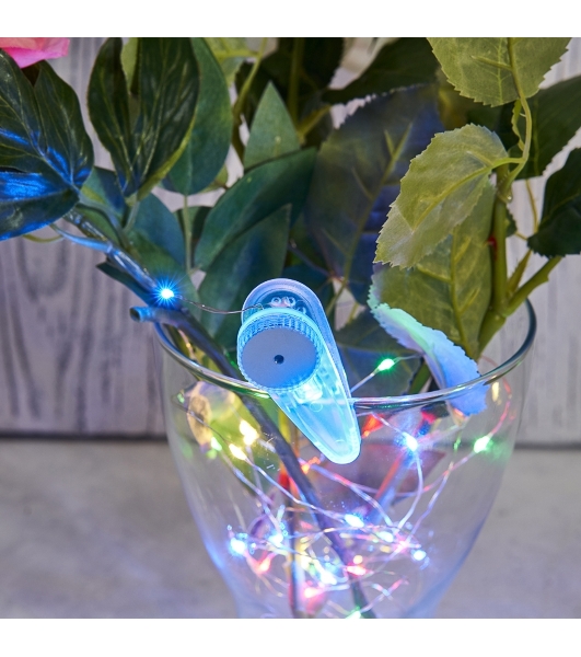 Гирлянда Neon-night 'Роса' с прищепкой 3 м, 30 LED, цвет свечения мультиколор, 2хCR2032 в комплекте