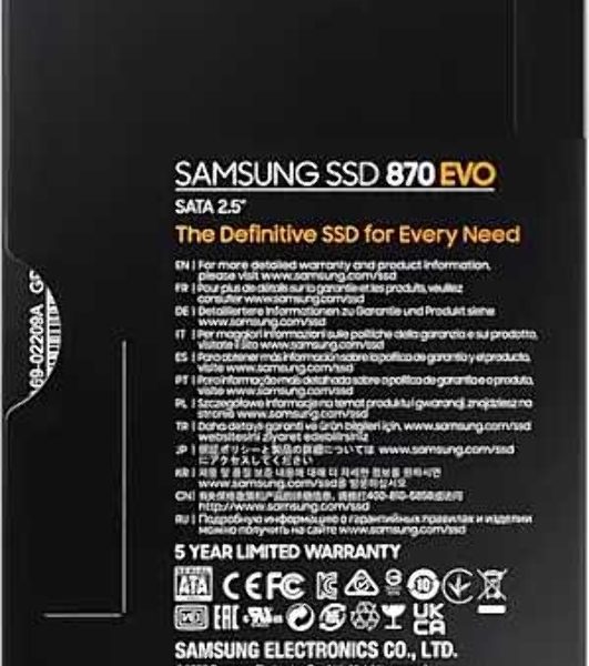 Накопитель SSD Samsung 870 EVO, 250Gb, SATA III, 2.5', R/W 560/530