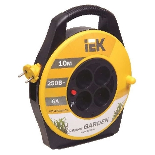 Катушка IEK WKP23-06-04-10 УК10 с т/з 4 места 2Р/10м 2х0,75 мм2 'Garden'