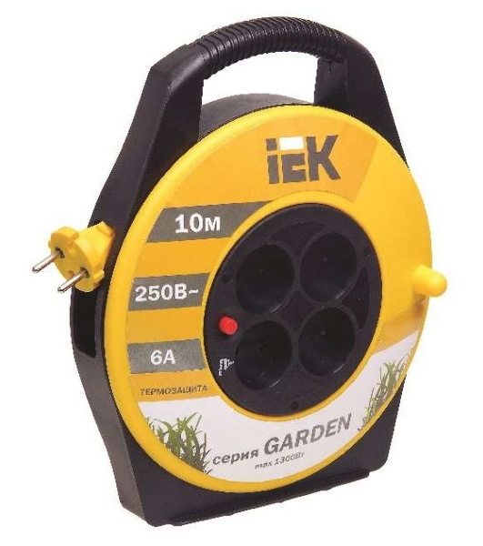 Катушка IEK WKP23-06-04-10 УК10 с т/з 4 места 2Р/10м 2х0,75 мм2 'Garden'